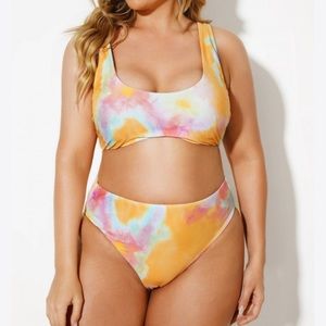 Meet Curve tie dye scoop neck underwire bikini